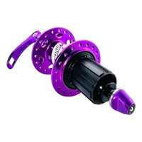 Maza trasera para bicicleta de montaña TONYBIKESGDL Summit de aluminio en color morado anodizado con cierre rápido