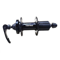 Maza trasera Nitro de TONYBIKESGDL para bicicleta de montaña en metal negro con sistema de cierre rápido