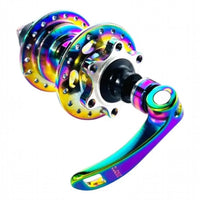 Maza trasera TONYBIKESGDL para bicicleta de montaña con acabado tornasol oil slick y sistema de cierre rápido