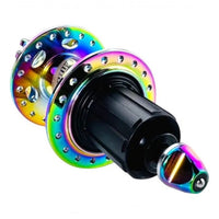 Maza trasera TONYBIKESGDL para bicicleta de montaña con acabado tornasol oil slick y sistema de cierre rápido
