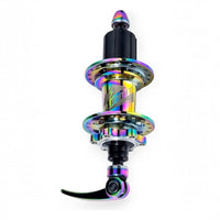 Maza trasera TONYBIKESGDL para bicicleta de montaña con acabado tornasol oil slick y sistema de cierre rápido