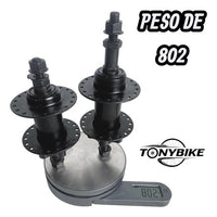 Juego de mazas de acero TONYBIKESGDL en color negro con 36 orificios para bicicleta sobre báscula digital