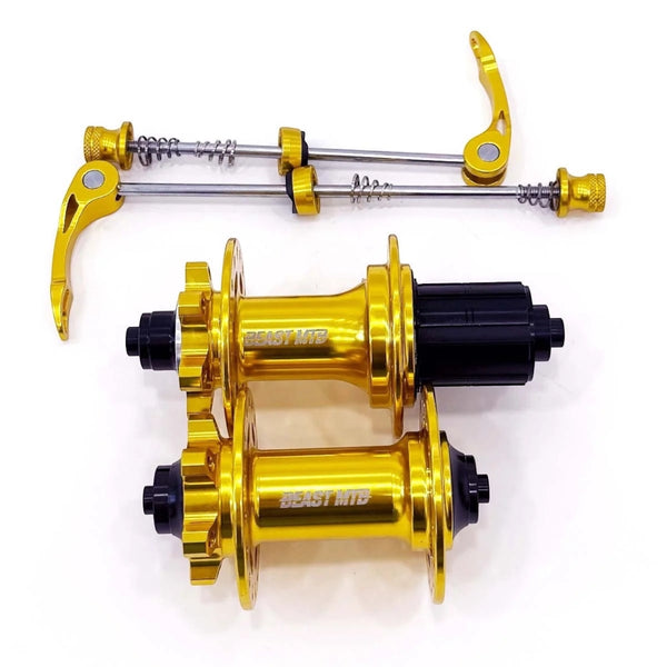 JUEGO DE MAZAS PARA CASSETTE FRENO DE DISCO BEAST MTB LYNX SELLADAS 7 A 12 PASOS 6T 36H DORADO