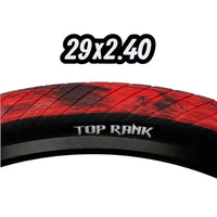 Neumático de bicicleta TONYBIKESGDL Top Rank rojo y negro de 29x2.40 con banda de rodadura de alto agarre