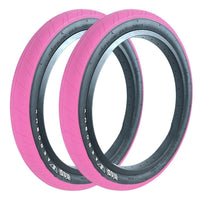 Par de neumáticos TONYBIKESGDL para bicicleta BMX rodado 20x2.40 en color rosa vibrante con banda de rodadura urbana