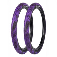 Set de dos neumáticos TONYBIKESGDL Top Rank para BMX en color morado con patrón de agarre optimizado y diseño urbano.