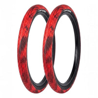 Par de neumáticos rojos Top Rank para bicicleta BMX con patrón de textura dinámica para mayor tracción en TONYBIKESGDL