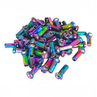 Set de cabecillas para radios de bicicleta TONYBIKESGDL con acabado tornasol iridiscente y diseño de alta resistencia