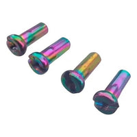 Set de niples para rayos de bicicleta TONYBIKESGDL con acabado tornasol iridiscente para un estilo personalizado.