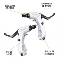 Palancas de freno Jamer blancas para bicicleta de montaña TONYBIKESGDL con ajuste de cable y diseño ergonómico