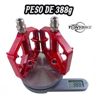 Pedales de plataforma rojos TONYBIKESGDL para bicicleta de montaña con pines de agarre y peso de 388 gramos