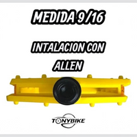 Pedales de plataforma TONYBIKESGDL de nylon amarillo con pines antideslizantes para bicicleta