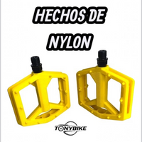 Pedales de plataforma TONYBIKESGDL amarillos de nylon ultraligero con pines antideslizantes para bicicleta