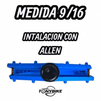Pedales de plataforma TONYBIKESGDL de nylon azul con diseño texturizado para mayor agarre y medida estándar 9/16