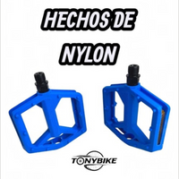 Pedales de plataforma TONYBIKESGDL de nylon azul con diseño texturizado para mayor agarre en bicicletas