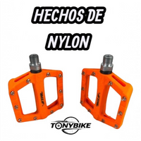 Pedales de plataforma TONYBIKESGDL de nylon naranja para bicicleta de montaña con pines metálicos de alta tracción