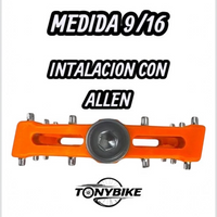 Pedales de nylon naranja TONYBIKESGDL para bicicleta de montaña con pines metálicos y eje de 9/16 para llave Allen
