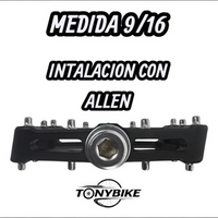 Pedales de plataforma TONYBIKESGDL de nylon negro para bicicleta de montaña con pines metálicos de alto agarre