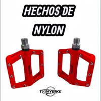 Pedales de plataforma TONYBIKESGDL de nylon rojo con pines de agarre para bicicleta MTB