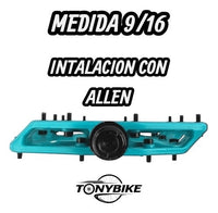 Pedales de plataforma TONYBIKESGDL en color azul turquesa con pines de tracción para BMX y ciclismo de montaña.