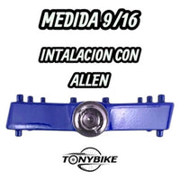 Pedales de plataforma TONYBIKESGDL para bicicleta de montaña en color azul con pines de tracción y montaje Allen