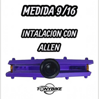 Pedales de plataforma morados TONYBIKESGDL para bicicleta de montaña con pines de agarre y eje de 9/16 pulgadas.
