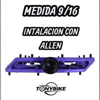 Pedales de plataforma morados TONYBIKESGDL para BMX y MTB con pines de agarre y montaje con llave Allen