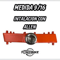 Pedales de plataforma TONYBIKESGDL para bicicleta de montaña en color naranja con pines de agarre y eje 9/16