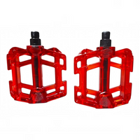 Pedales de plataforma TONYBIKESGDL Gorila de polímero translúcido rojo con eje de acero para bicicleta