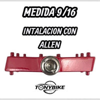 Pedales de plataforma TONYBIKESGDL para bicicleta de montaña en color rojo con pines de agarre y eje de 9/16