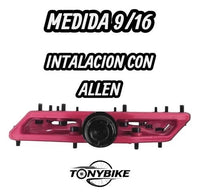 Pedales de plataforma TONYBIKESGDL color rosa para bicicleta BMX y MTB con pines de agarre y eje de 9/16