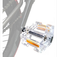 Pedales de plataforma transparentes TONYBIKESGDL con reflectores naranjas para bicicleta urbana y de montaña