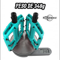 Pedales de plataforma TONYBIKESGDL color turquesa para bicicleta de montaña con pines de agarre y peso de 348 gramos