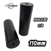 Par de pegs negros TONYBIKESGDL de 110 mm para bicicleta BMX con rosca de 3/8 y superficie antideslizante