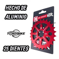 Plato de aluminio rojo HTR de 25 dientes para bicicleta BMX de TONYBIKESGDL en su empaque original