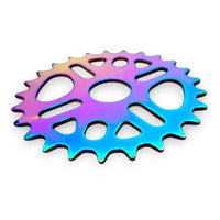 Plato para bicicleta Gorila de acero con acabado tornasol iridiscente para transmisiones de alto rendimiento