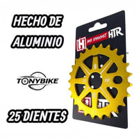 Plato de transmisión TONYBIKESGDL de 25 dientes para BMX, fabricado en aluminio dorado de alta resistencia.