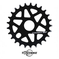 Plato Aerobmx 25T de aluminio negro mate para bicicleta BMX de la marca TONYBIKESGDL