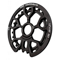 Plato BMX Hard Components de 25 dientes en aluminio negro mate, diseño mecanizado resistente para freestyle