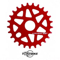 Plato de bicicleta BMX TONYBIKESGDL de 25 dientes en aluminio rojo ligero y diseño aerodinámico de alto desempeño.