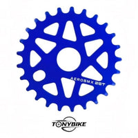 Plato para bicicleta BMX TONYBIKESGDL AeroBMX de 25 dientes en color azul brillante, diseño ligero y resistente.