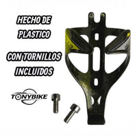Porta caramañola TONYBIKESGDL Hunter de plástico negro con detalles amarillos y tornillos de montaje incluidos