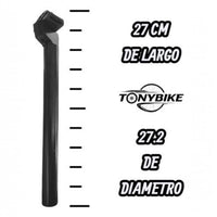 Poste de asiento TONYBIKESGDL de acero negro para bicicleta, 27 cm de largo y 27.2 mm de diámetro con sujeción