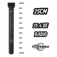 Poste de asiento pivotal TONYBIKESGDL de aluminio negro mate para BMX con marcas de ajuste y 25 cm de longitud