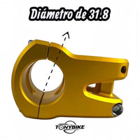 Potencia de bicicleta TONYBIKESGDL de aluminio dorado con diámetro de 31.8 mm para manillar de ciclismo