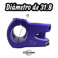 Potencia de aluminio morada TONYBIKESGDL para bicicleta con diámetro de 31.8 mm y diseño mecanizado de alta resistencia