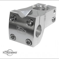 Potencia de bicicleta TONYBIKESGDL de aluminio plateado pulido con sistema de sujeción de cuatro tornillos y grabado