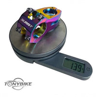 Potencia corta para bicicleta de montaña TONYBIKESGDL Summit con acabado iridiscente oil slick pesando 139 gramos