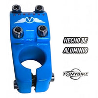 Potencia de bicicleta BMX AeroBMX azul de aluminio de TONYBIKESGDL con tornillería resistente para manubrio de 22.2 mm.