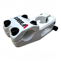 Potencia para bicicleta BMX Gorila de TONYBIKESGDL en color blanco mate con tornillos negros y logotipo distintivo